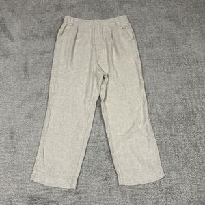 Free People Pants Womens 12 Clean Linen Blend Straight Leg Trouser Oatmeal